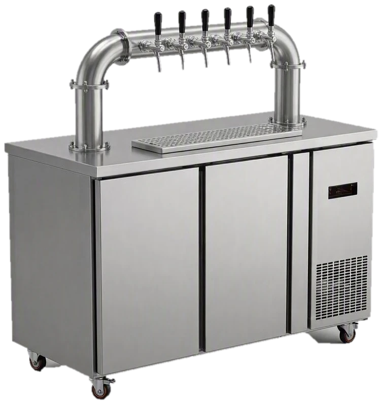Tủ bia tươi 6 keg, ảnh minh họa cấu hình 6 vòi rót